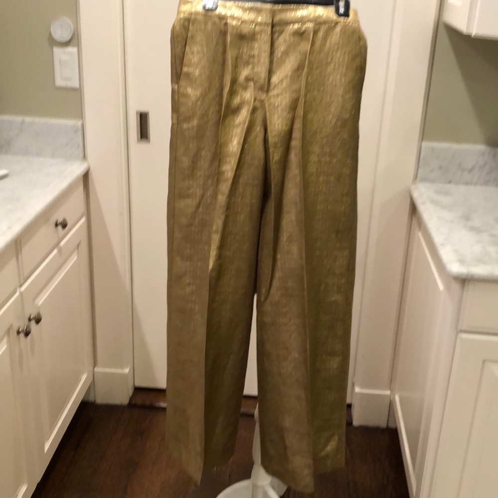 Etro gold toned metallic tailored palazzo pants
